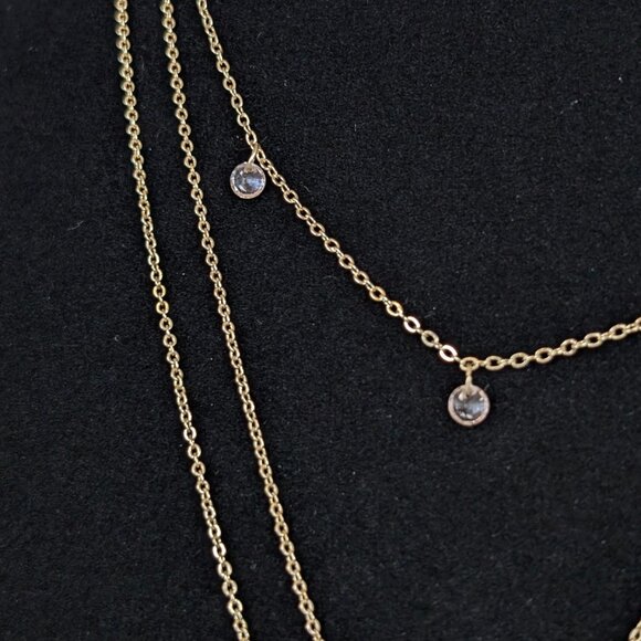 Dainty 3-Strand Accented Chain Necklace - Picture 2 of 6
